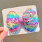 Paillette Cloth Felt Fabric Alligator Hair Clip, with Alloy Clip, Mixed Color, 90x60x22mm