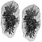 3D Flower Lace Appliques, Polyester Embroidery Ornament Accessories, for Backpacks, Clothes, Black, 193~204x425~510x8mm