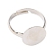 Brass Pad Ring Bases, Lead Free and Nickel Free and Cadmium Free, Adjustable, Platinum Color, 12mm