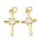 Brass Micro Pave Cubic Zirconia Pendants, Cross Charms, Long-Lasting Plated, Cadmium Free & Lead Free, Rack Plating, with Jump Ring, Real 18K Gold Plated, 18.5x11x3.5mm, Hole: 3.6mm