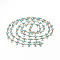 304 Stainless Steel Enamel Chains, Soldered, Flat Round with Evil Eye, Golden, Dark Cyan, 9x4.5x2.5~3mm