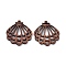 Walnut Wood Laser Cut Pendants, Hollow Charms, Undyed, Shell Shape, 32.6x30x2.3mm, Hole: 1.6mm