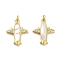 Brass Micro Pave Clear Cubic Zirconia Pendants, Cadmium Free & Lead Free, with Shell, Jump Ring, Plane, Real 18K Gold Plated, 21x17x4mm, Hole: 3.5mm
