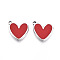 304 Stainless Steel Pendants, with Enamel, Heart Charm, Stainless Steel Color, 17.5x15.5x2mm, Hole: 1.8mm