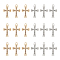 60Pcs 2 Colors Alloy with Crystal Rhinestone Pendants, Cross Charms, Platinum & Golden, 26.5x15x2mm, Hole: 1.8mm, 30pcs/colors