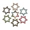 Rack Plating Brass Micro Pave Cubic Zirconia Star Linking Rings, Long-Lasting Plated, Lead Free & Cadmium Free, Real 18K Gold Plated, Mixed Color, 25x22x3mm, Inner Diameter: 14.5x13mm