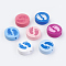 Natural Wood Printed Beads, Dyed, Flat Round with Footprint, Mixed Color, 20x6mm, Hole: 2mm, about 420pcs/500g