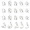 20Pcs 5 Styles Alloy Clip-on Earring Findings, with Horizontal Loops, Heart & Flat Round & Oval & Rhombus & Square, Platinum, 12.5~17x6~11x9~16mm, Hole: 1~1.5mm, 4Pcs/style