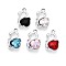 Alloy Rhinestone Pendants, Swan Charms, Platinum, Mixed Color, 20x12x4.5mm, Hole: 1.8mm