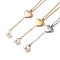 PVD Vacuum Plating 304 Stainless Steel Heart Pendant Lariat Necklace, with Natural Shell, Mixed Color, 15.75 inch(40cm)