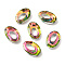 Electroplate Glass Linking Rings, Crystal Cosmic Ring, Prism Ring, Faceted, Back Plated, Oval, Yellow Green, 19.5x13x4mm, Inner Diameter: 5x9.5mm