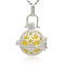 Silver Color Plated Brass Hollow Round Cage Pendants, with No Hole Spray Painted Brass Round Ball Beads, Gold, 36x25x21mm, Hole: 3x8mm
