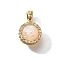 Brass Micro Pave Cubic Zirconia Pendants, Cadmium Free & Nickel Free & Lead Free, with Resin, Real 18K Gold Plated, Flat Round, White, 12x10x7.5mm, Hole: 4.5x3mm