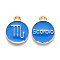 Alloy Enamel Pendants, Cadmium Free & Lead Free, Flat Round with Constellation, Light Gold, Dodger Blue, Scorpio, 15x12x2mm, Hole: 1.5mm