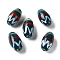 Handmade Porcelain Beads, Famille Rose Porcelain, Oval, Dark Slate Gray, 17x9.5mm, Hole: 1.6mm, about 22pcs/strand, 14.37 inch(36.5cm)