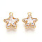 Brass Micro Pave Cubic Zirconia Charms, Heart & Star, Long-Lasting Plated, Nickel Free, Real 18K Gold Plated, Star, 14x12x7mm, Hole: 1.2mm