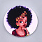 Printed Wooden Big Pendants, Dyed, Flat Round with Fashion Lady, Colorful, 60x2.5mm, Hole: 1.5mm