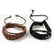 Adjustable PU Leather & Waxed Cords Triple Layer Multi-strands Bracelets, Mixed Color, Inner Diameter: 2-1/8~2-3/4 inch(5.4~7cm)