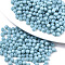 Opaque Colours Glass Beads, Round, Sky Blue, 4x3mm, Hole: 1mm, about 4500pcs/bag