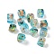 Baking Painted Handmade Gold Sand Lampwork Beads, Cube, Deep Sky Blue, 8~9x9x6~7mm, Hole: 1.8mm