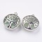 Natural Green Aventurine Pendants, with Platinum Tone Brass Findings, Flat Round with Tree of Life, 31.5x28x11.5mm, Hole: 5x7mm