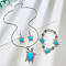 Tortoise Synthetic Turquoise Pendant Necklacres & Link Bracelets & Dangle Earring Sets, Alloy Jewelry Sets, Antique Silver, Necklaces: 18.11 inch(460mm); Bracelets: 8.07 inch(205mm); Earring: 52mm