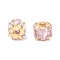 Brass Micro Pave Cubic Zirconia Beads, Cadmium Free & Nickel Free & Lead Free, Square, Pearl Pink, Real 18K Gold Plated, 8x8x6.5mm, Hole: 1.8mm