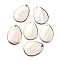 Natural Freshwater Shell Pendants, Teardrop Charms with Brass Edge, Golden, 40~40.5x29~29.5x2~3mm, Hole: 1.4mm