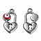 304 Stainless Steel Enamel Pendants, Heart Padlock with Evil Eye, Stainless Steel Color, Dark Red, 20x11x3mm, Hole: 1.8mm