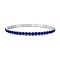 925 Sterling Silver Micro Pave Cubic Zirconia Stretch Bracelets for Women, Platinum, Blue, 1/8 inch(0.35cm), Inner Diameter: 2-1/8 inch(5.45cm)~2-1/4 inch(5.6cm)