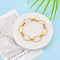 Brass Chain Bracelets, Oval Link Chain Bracelets for Women, with Good Luck Stamp, Nickel Free, Real 18K Gold Plated, 7-7/8 inch(20cm)