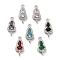 Glass Gourd Connector Charms, Brass Clear Cubic Zirconia Links, Cadmium Free & Nickel Free & Lead Free, Mixed Color, Platinum, 18x8x5mm, Hole: 1.4mm and 1.6mm