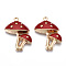 Autumn Theme Eco-Friendly Alloy Enamel Pendants, Cadmium Free & Lead Free & Nickel Free, Mushroom, Light Gold, Red, 26.5x20x5mm, Hole: 1.8mm