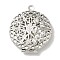 Brass Locket Pendants, Photo Frame Charm, Lead Free & Cadmium Free, Flat Round, Platinum, 32x27x7mm, Hole: 1.9mm, Inner Diameter: 18.5mm
