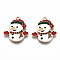 Eco-Friendly Alloy Enamel Pendants, Cadmium Free & Lead Free & Nickel Free, Christmas Snowman, Light Gold, White, 23x20x2.5mm, Hole: 1.6mm