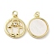 Rack Plating Brass Micro Pave Clear Cubic Zirconia Pendants, with Shell, Real 18K Gold Plated, Long-Lasting Plated, Cadmium Free & Lead Free, Flat Round Charm, Hamsa Hand, 18x15.5x3mm