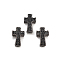 Brass Micro Pave Clear Cubic Zirconia Beads, Cadmium Free & Nickel Free & Lead Free, Cross, Electrophoresis Black, 14x9x4mm, Hole: 1.2mm, 3pcs/bag