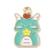 Alloy Enamel Pendants, Light Gold, Dragon Charm, Turquoise, 21x13x1.5mm, Hole: 1.8mm