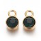 Ion Plating(IP) Glass Rhinestone Charms, May Birthstone Charms, with Real 18K Gold Plated Tone 201 Stainless Steel Findings, Flat Round, Emerald, 10x6x4mm, Hole: 2.3mm