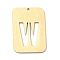 Ion Plating(IP) 304 Stainless Steel Pendants, Rectangle with Alphabet, Hollow, Letter.W, 32x22x1mm, Hole: 1.5mm