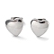 Non-Tarnish 304 Stainless Steel Heart Ear Studs for Women, Stainless Steel Color, 10x10mm