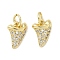 Brass Micro Pave Cubic Zirconia Pendants, Shark Tooth Shape Charms, Long-Lasting Plated, Cadmium Free & Lead Free, Rack Plating, with Jump Ring, Real 18K Gold Plated, 11.5x8.5x2.5mm, Hole: 3.3mm