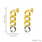 Two Tone Stainless Steel Chains Dangle Stud Earrings, Golden & Stainless Steel Color, 30x10mm