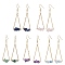 304 Stainless Steel with Natural Mixed Stone Dangle Earrings, Golden, 60x20mm