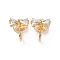 Brass Micro Pave Cubic Zirconia Ear Cuff Findings, with Loop, Long-Lasting Plated, Nickel Free, Bowknot, Real 18K Gold Plated, 15x12mm, Hole: 1.4mm, Bowknot: 6x12mm.