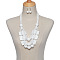 Wood Rectangle & Round Beaded Multilayer Necklaces & Dangle Earrings Sets, White, 610mm