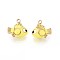 304 Stainless Steel Charms, with Enamel, Fish Charm, Real 18K Gold Plated, Ion Plating(IP), Champagne Yellow, 11.5x12.5x6mm, Hole: 1.6mm