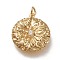 Brass Micro Pave Clear Cubic  Zirconia Pendants, with Jump Rings, Flower, Real 18K Gold Plated, 21.5x19x4mm, Jump Ring: 5x1mm, 3mm Inner Diameter
