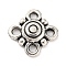 Tibetan Style Alloy Multi Strand Links, 4-Loop, Flat Round, Antique Silver, 14.5x14.5x3.5mm, Hole: 2mm