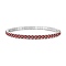 925 Sterling Silver Micro Pave Cubic Zirconia Stretch Bracelets for Women, Platinum, Dark Red, 1/8 inch(0.35cm), Inner Diameter: 2-1/8 inch(5.45cm)~2-1/4 inch(5.6cm)